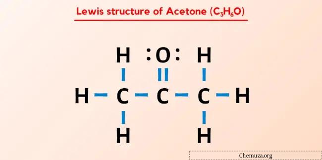 Estrutura de Lewis da acetona (C3H6O)