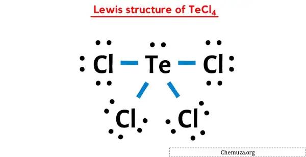 Lewis-structuur van TeCl4